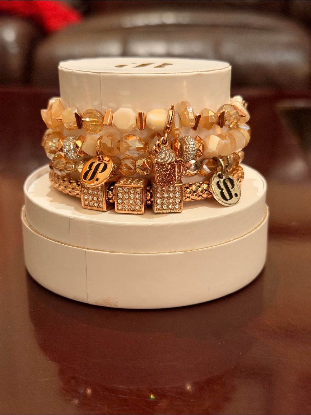 Bomb Party NWT “Hot Cocoa on Christmas”Bracelet Set Rose Gold - Picture 6 of 13
